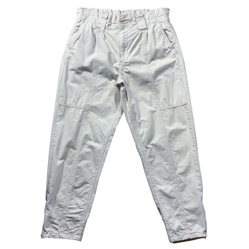 BlankNYC Womens Pants size 8 Waist29 Cream Beige Paper Bag Cropped Capris Cotton